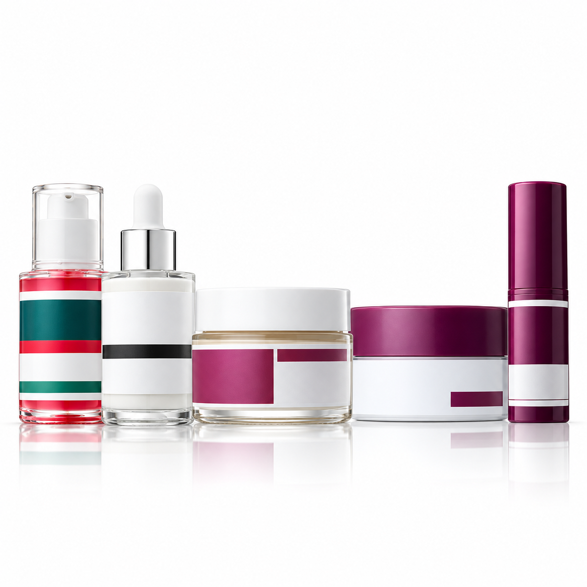 Collagen Boost Set – fünf Pflegeprodukte ohne Markenlogos